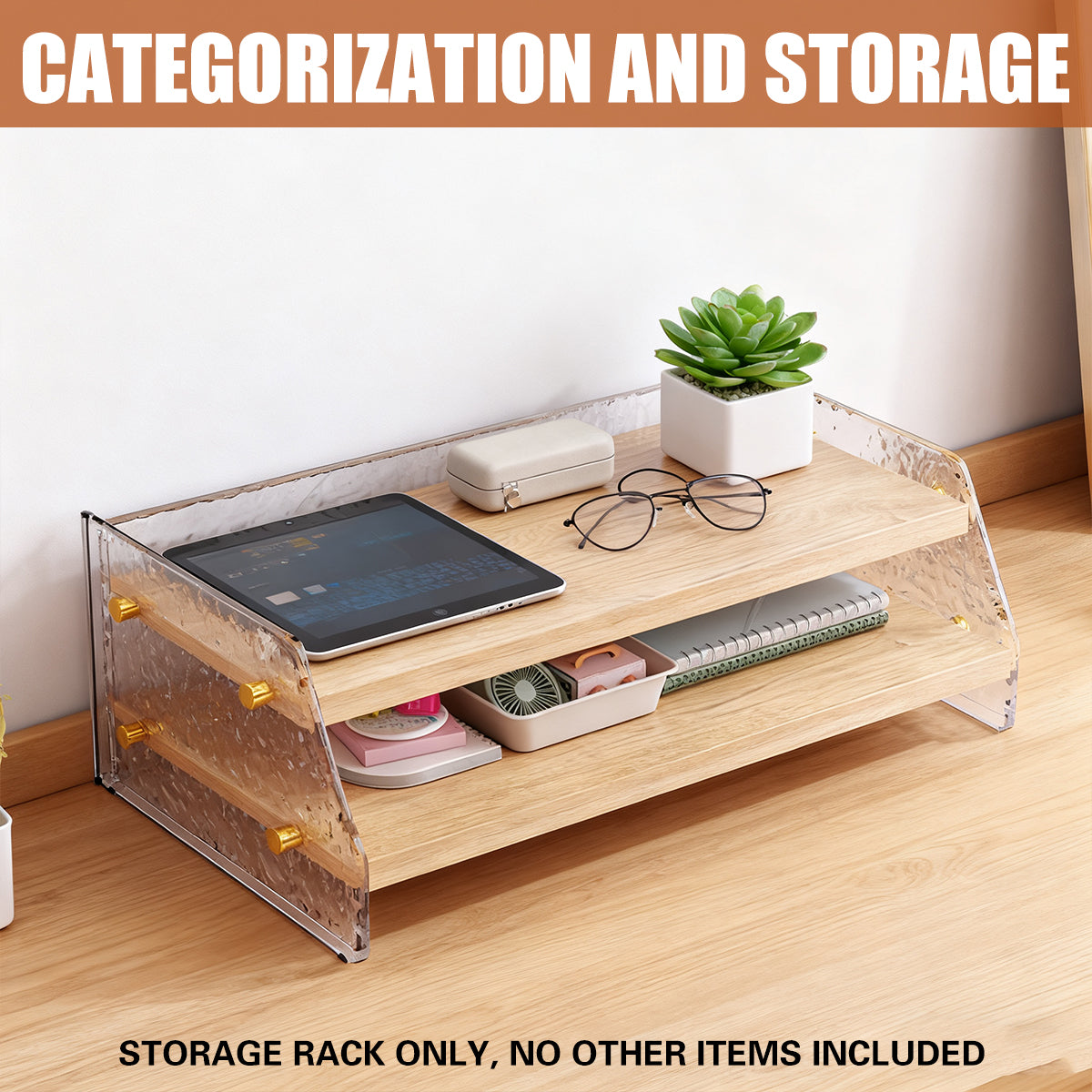 Acrylic Double-Layer Desktop Organiser for Monitor