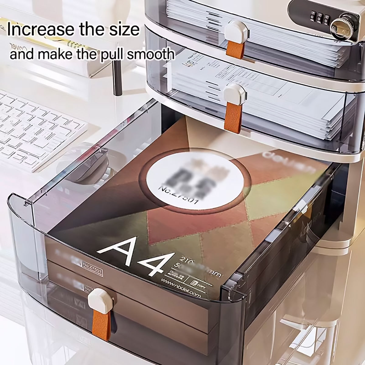 Multi-Layer Desktop Cabinet with Password Lock