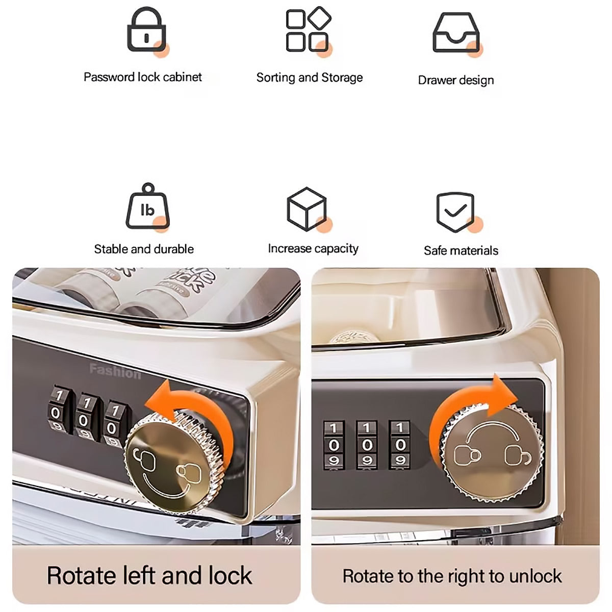 Multi-Layer Desktop Cabinet with Password Lock