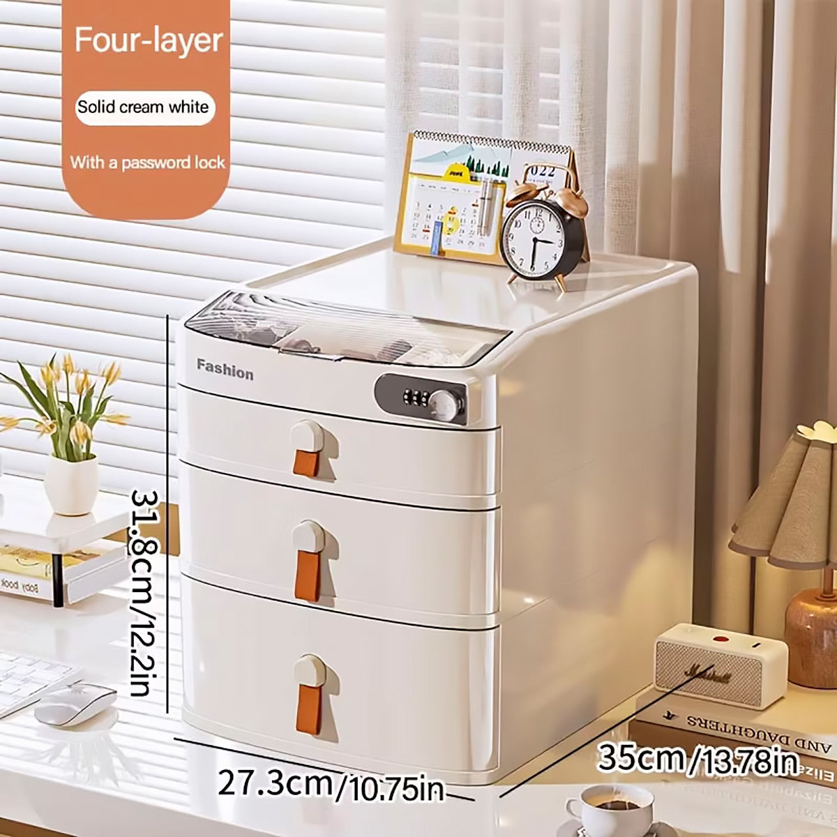 Multi-Layer Desktop Cabinet with Password Lock