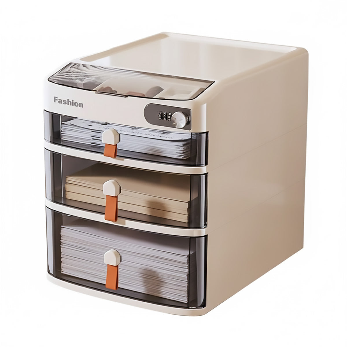Multi-Layer Desktop Cabinet with Password Lock
