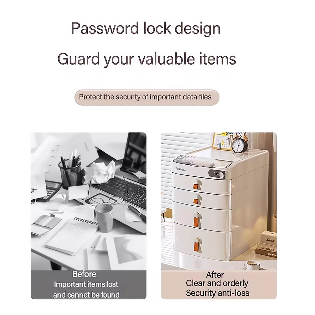 Multi-Layer Desktop Cabinet with Password Lock