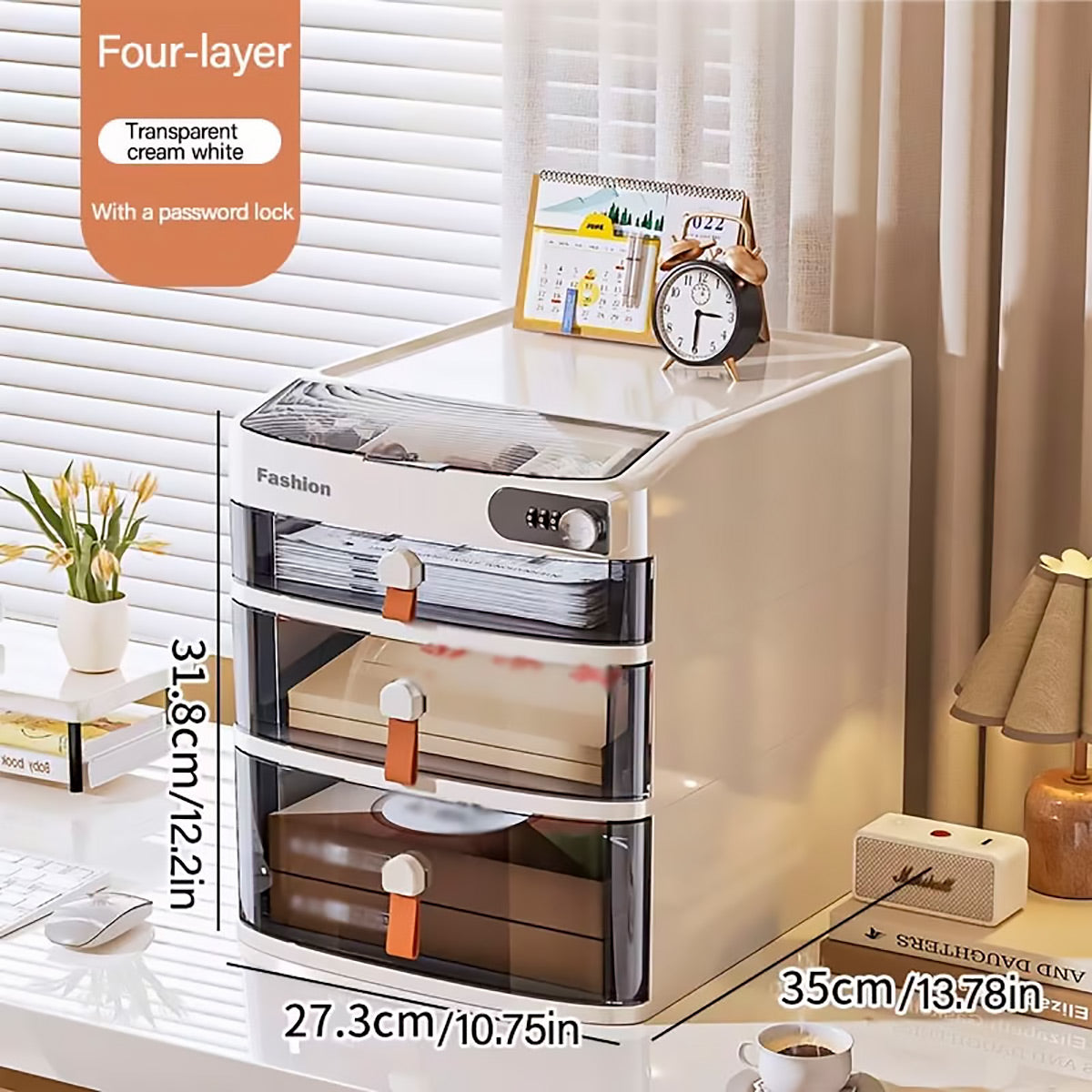 Multi-Layer Desktop Cabinet with Password Lock