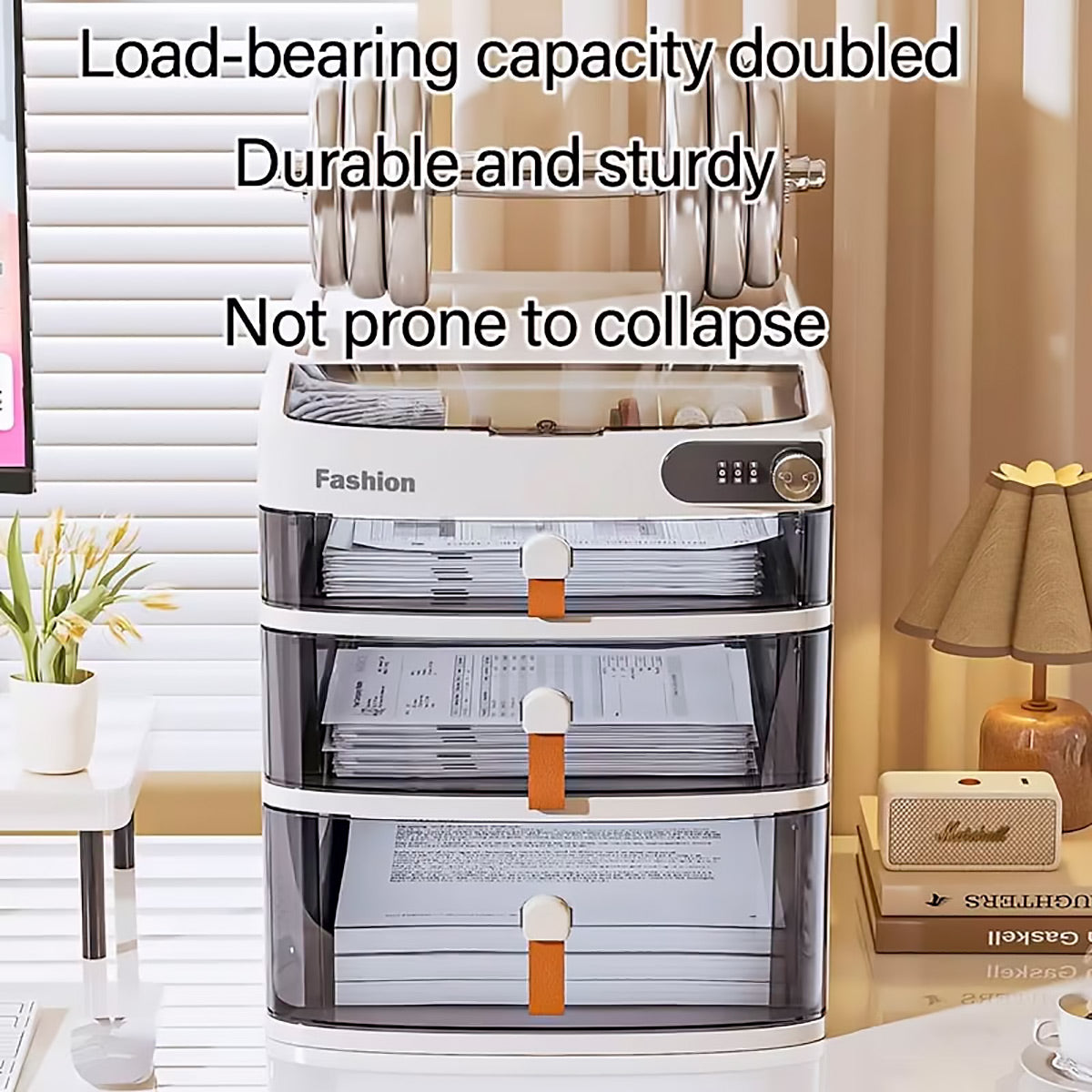 Multi-Layer Desktop Cabinet with Password Lock