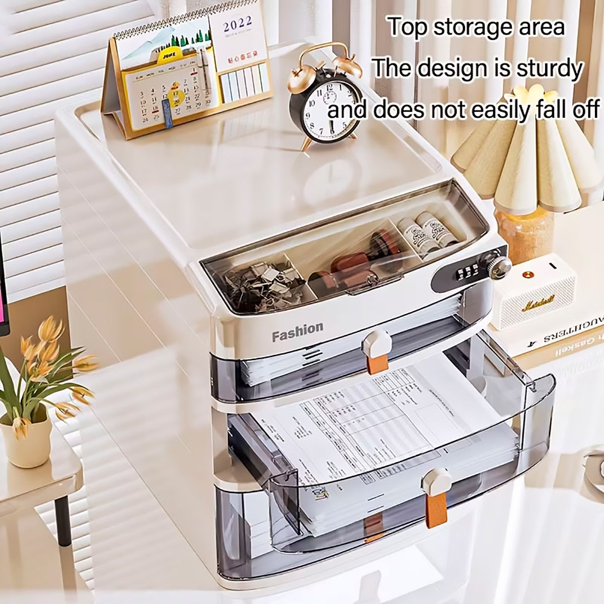 Multi-Layer Desktop Cabinet with Password Lock