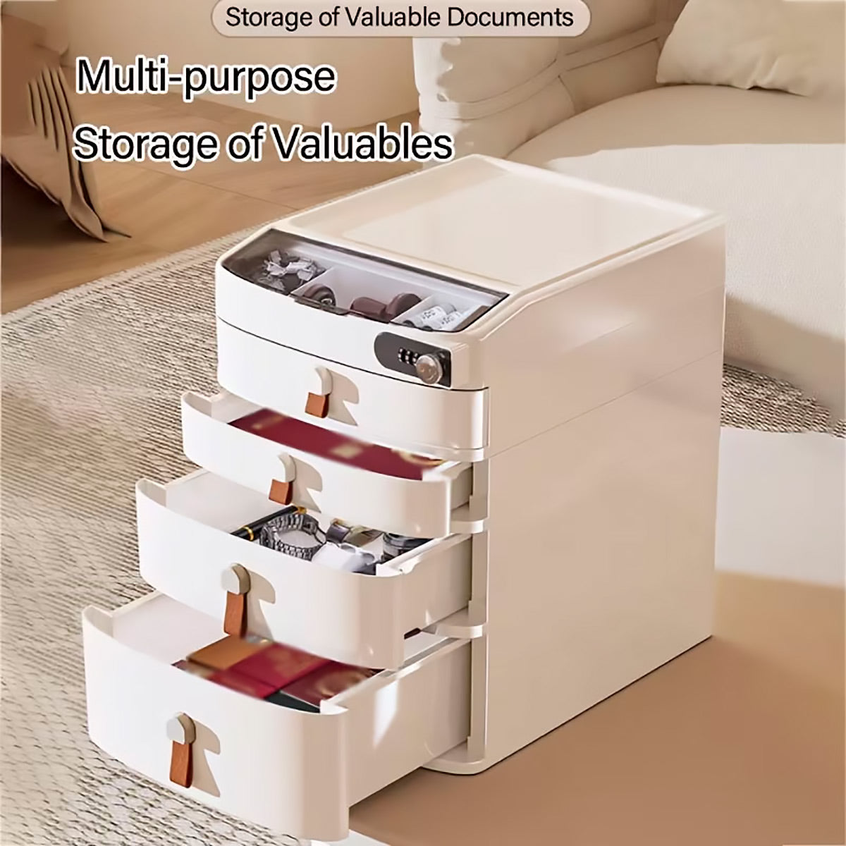 Multi-Layer Desktop Cabinet with Password Lock