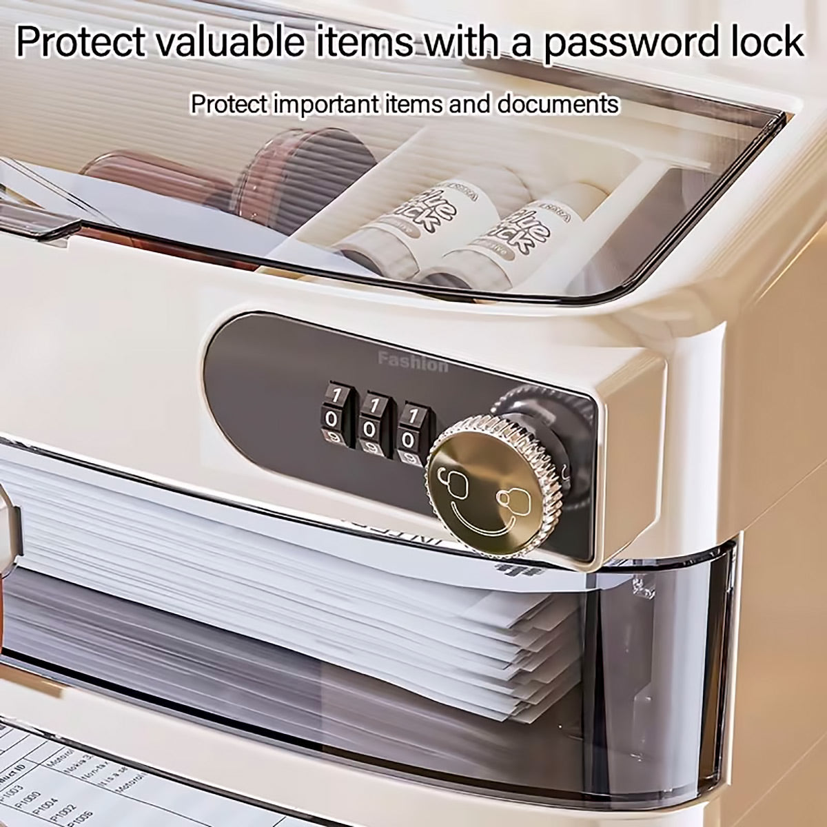 Multi-Layer Desktop Cabinet with Password Lock