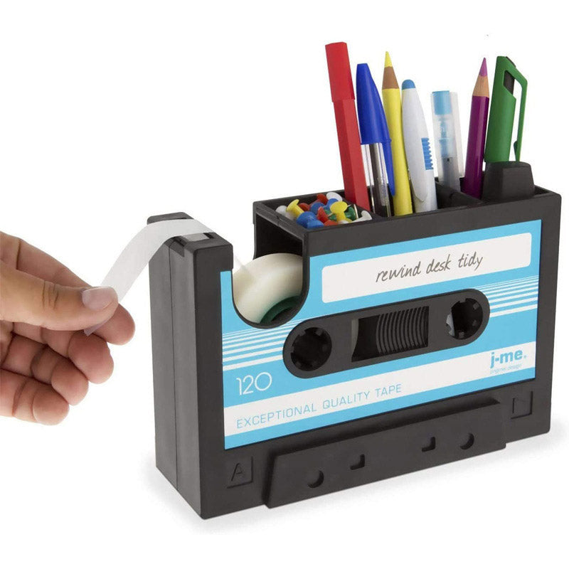 Vintage Cassette Desktop Organiser Pen Holder Tape Dispenser