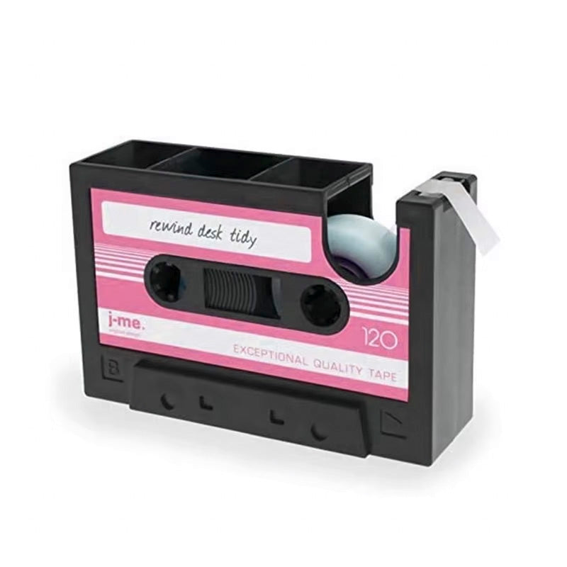 Vintage Cassette Desktop Organiser Pen Holder Tape Dispenser