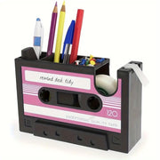Vintage Cassette Desktop Organiser Pen Holder Tape Dispenser