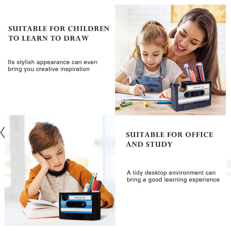 Vintage Cassette Desktop Organiser Pen Holder Tape Dispenser