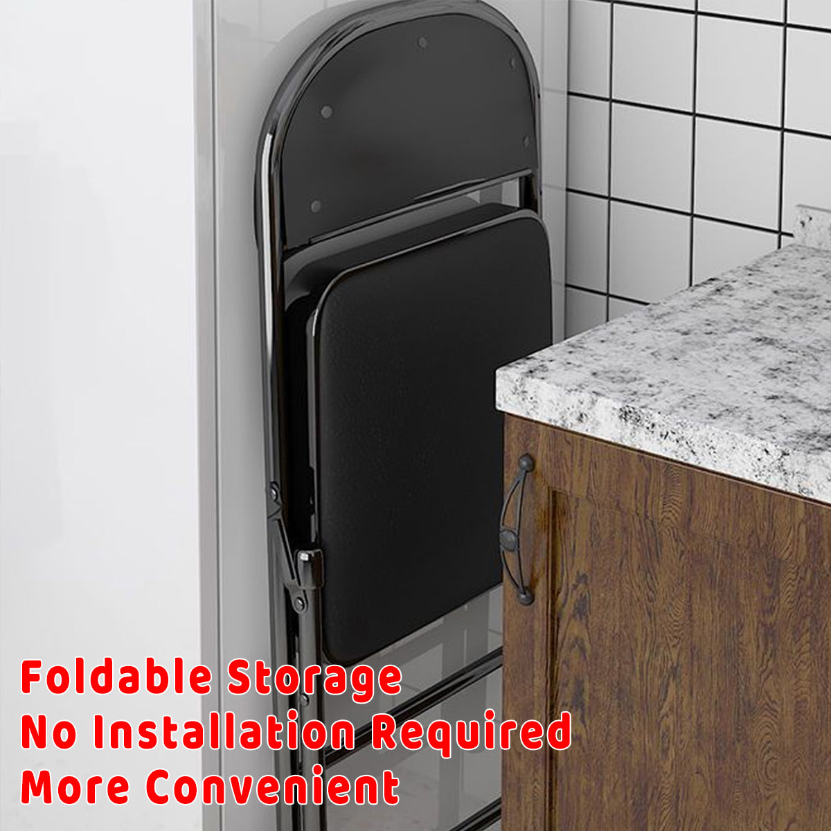 2 Pcs Folding Chairs with PU Leather Seat