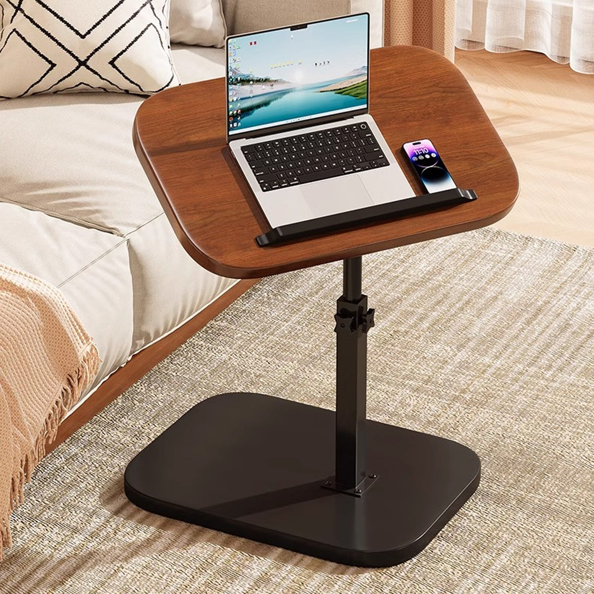 Adjustable Height Side Table Flip Top Guard Rail