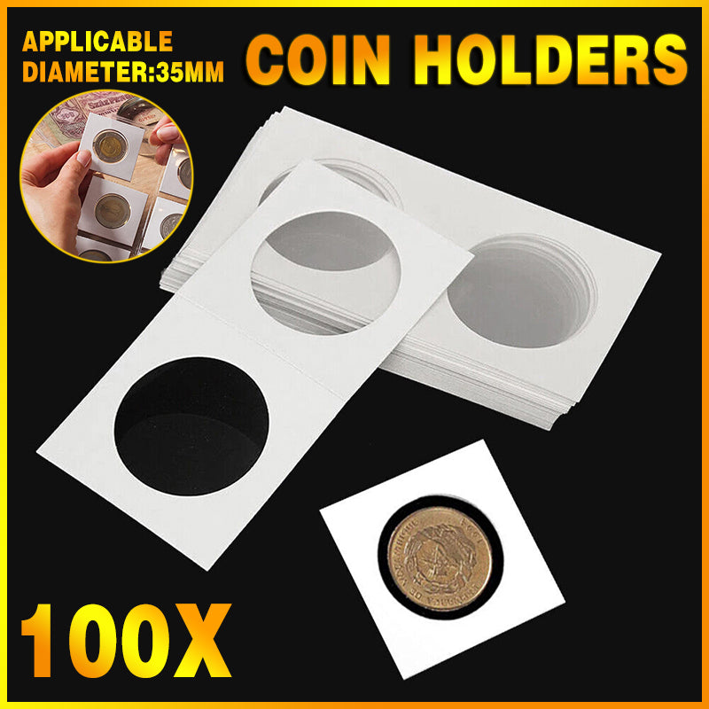100 Pcs Cardboard Coin Holders 35mm for 50c 20c