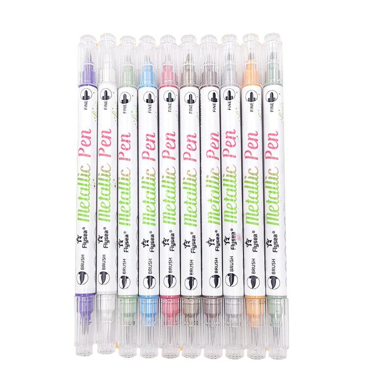10 Pcs Metallic Marker Pens Double Head Shimmer for Albums