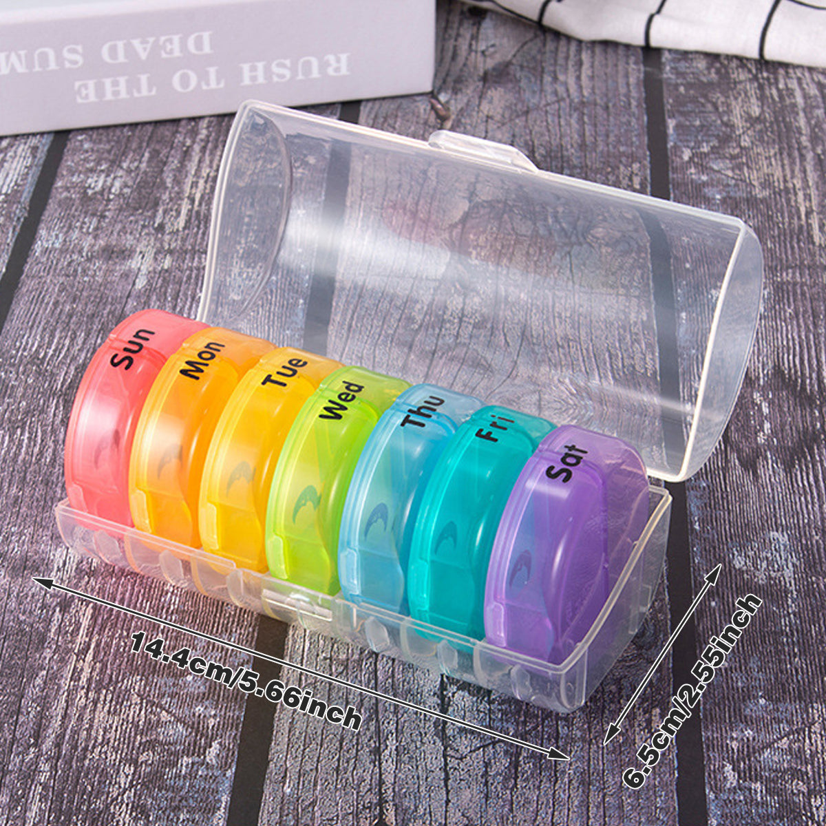 7 Day Round Mini Travel Pill Box Snap Closure