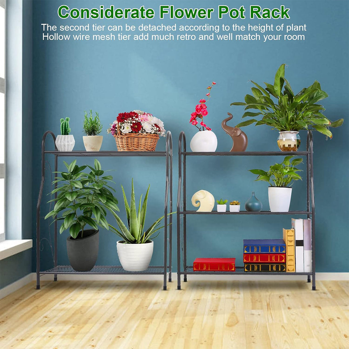 3-Tier Metal Flower Stand for Indoor and Outdoor