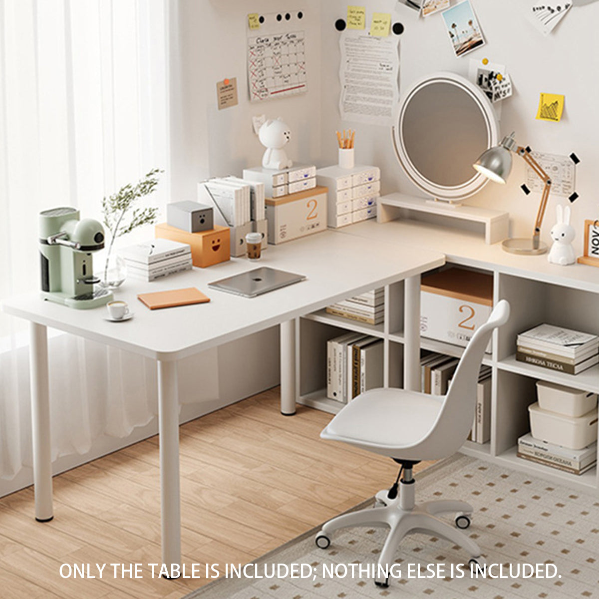 White Study Desk with 25mm Thick Top 100cm