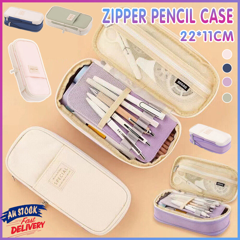 Zipper Pencil Case Expandable Storage Multi Pocket