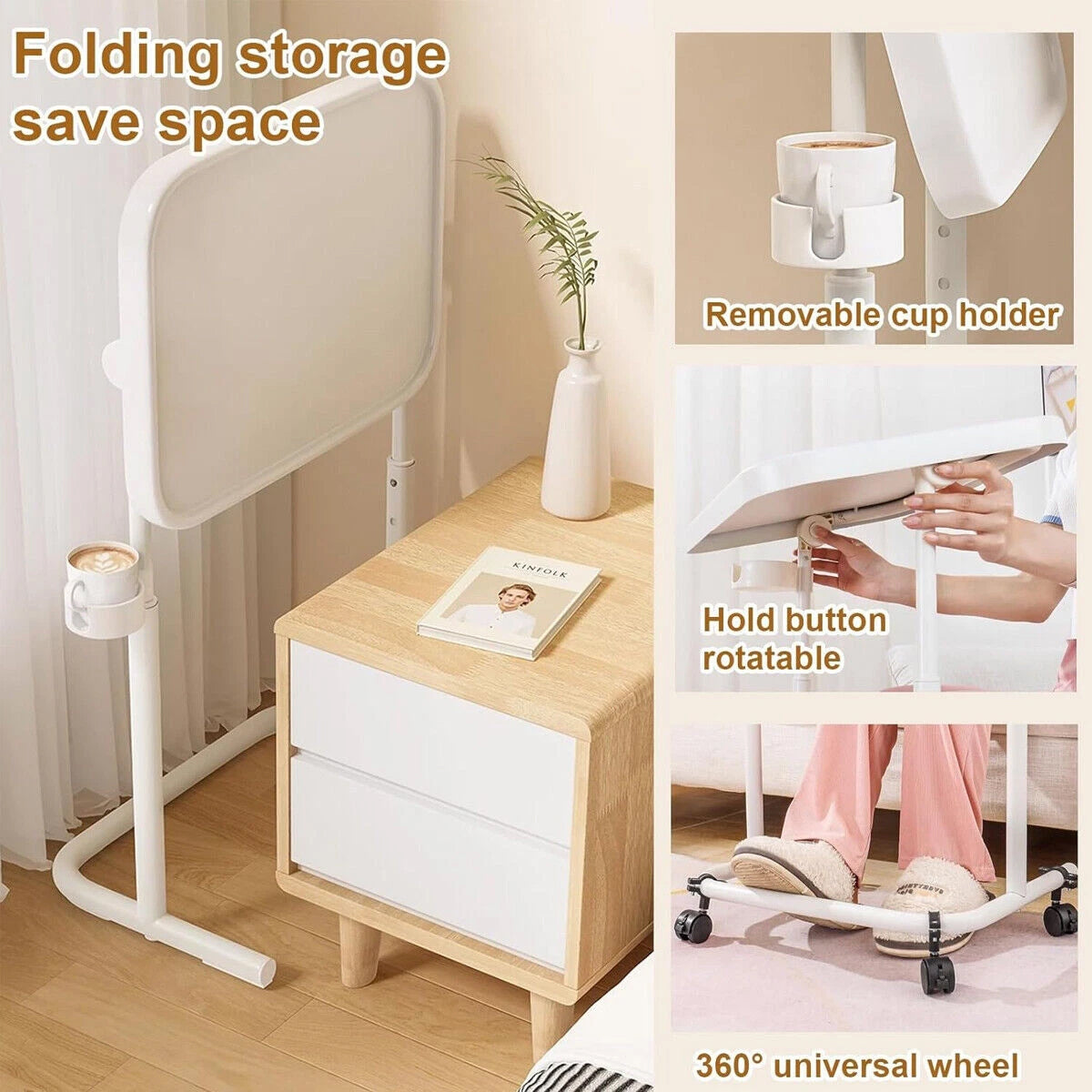 Adjustable Folding Table with Mobile Design and Tilt Desktop