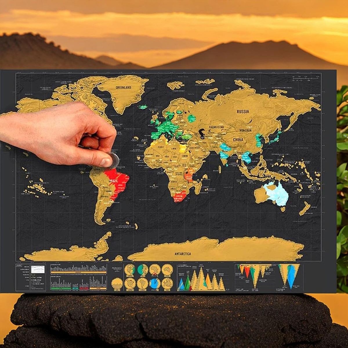Deluxe Scratch Off World Map Interactive Travel Poster