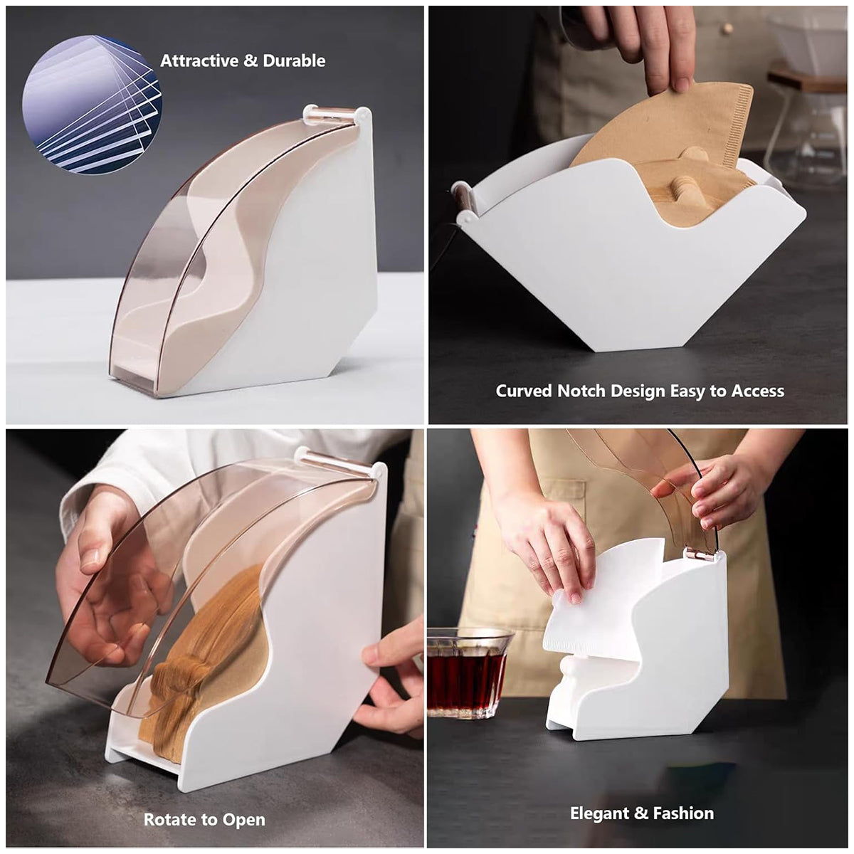 Fan Shaped Coffee Filter Storage Box Dustproof Acrylic