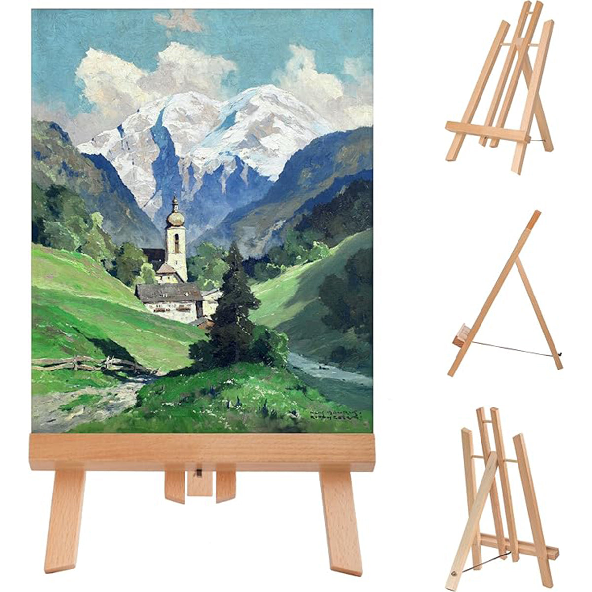 Tabletop Solid Wood Easel Adjustable Foldable Art Stand