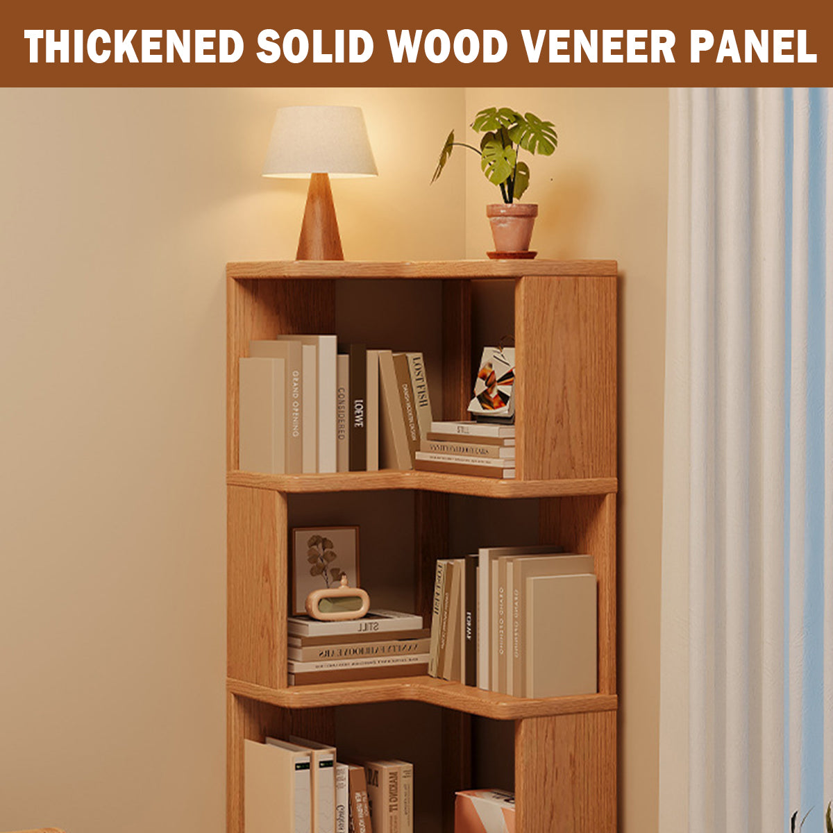 Solid Wood Corner Bookshelf Space Saving Floor Storage