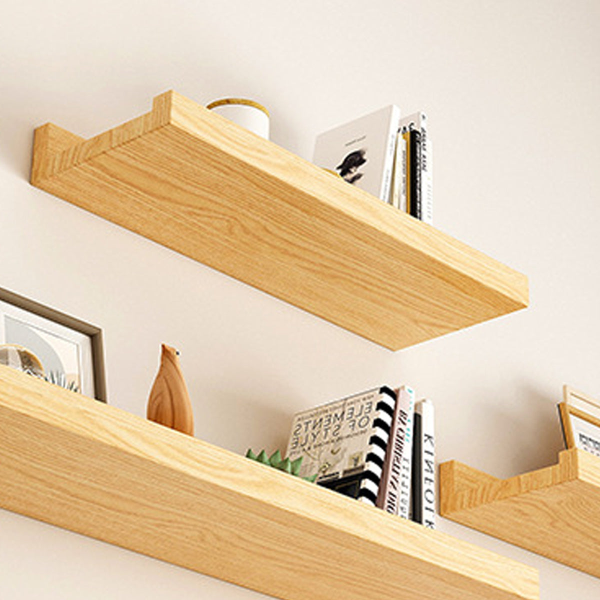 Wall Mounted Floating Wood Storage Shelf for Home Organization