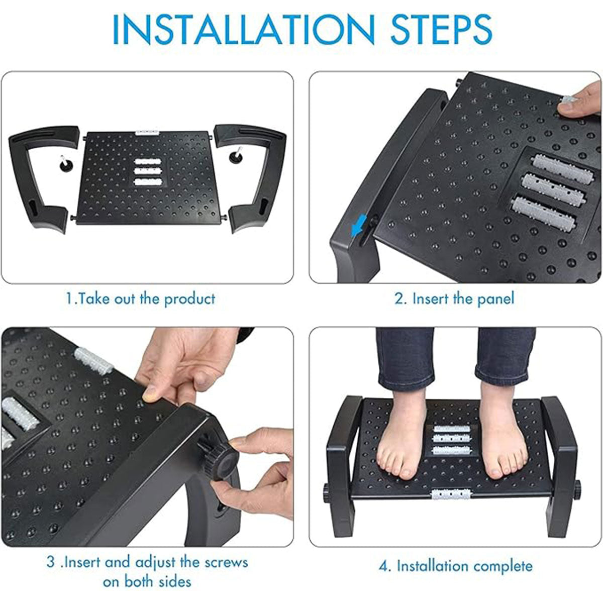 Office Foot Rest Stool Adjustable Pedal with Massage Support