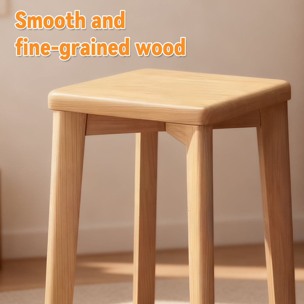 Solid Wood Square Stool for Dining Makeup Home