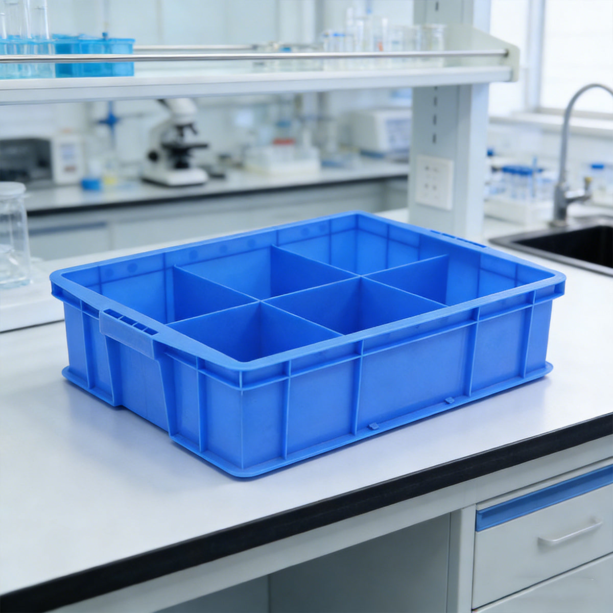 Plastic Storage Box with 3 or 6 Compartments