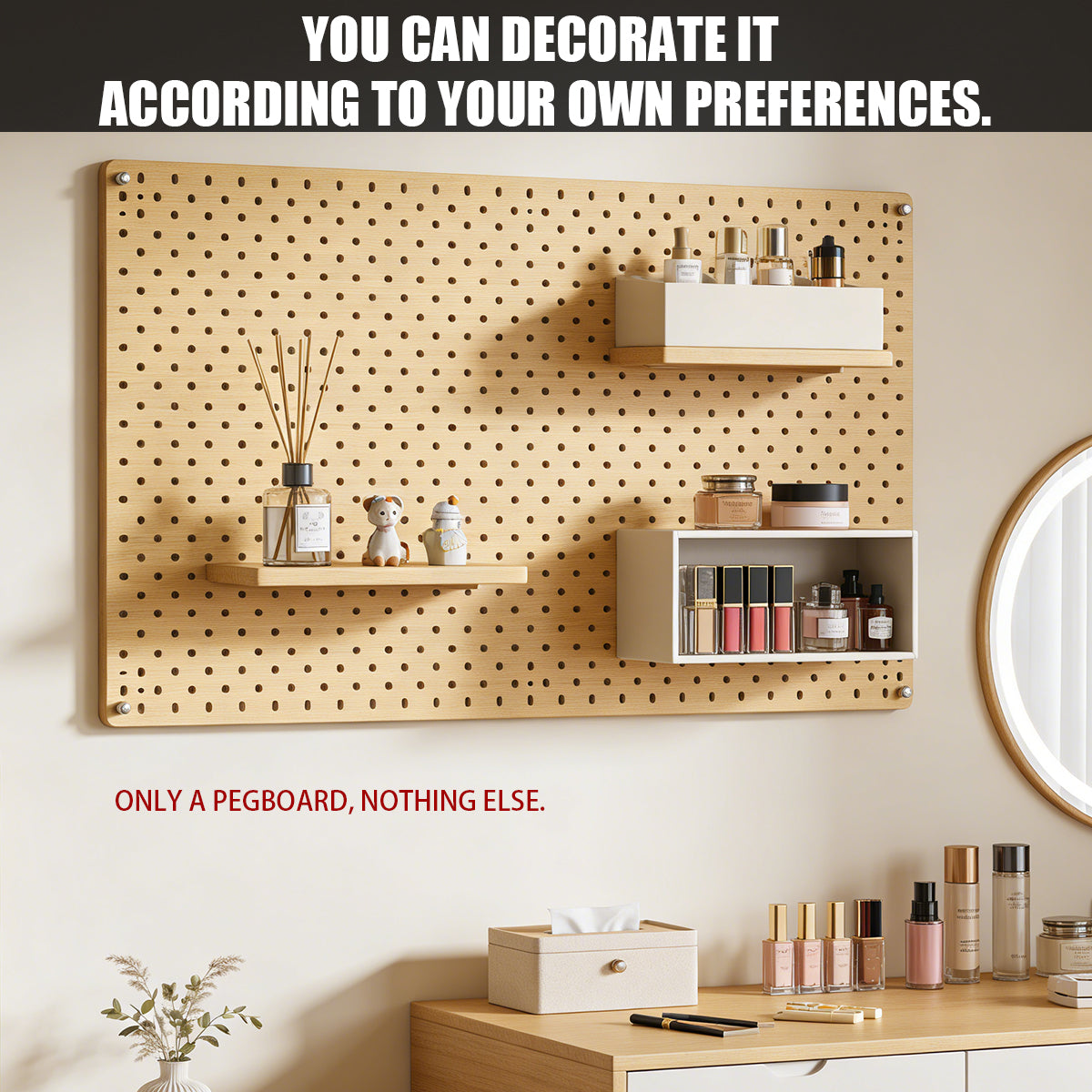 Acrylic Pegboard Wall Organiser 100x60cm