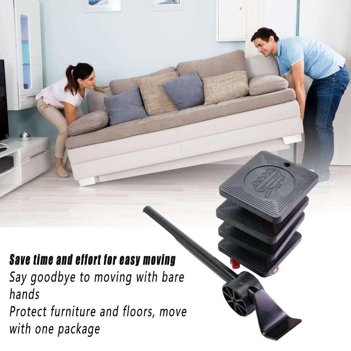 5 Pcs Furniture Lifter Kit with 360 Degree Mover Pads