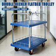 2 Tier Silent Flatbed Trolley with Double Handle