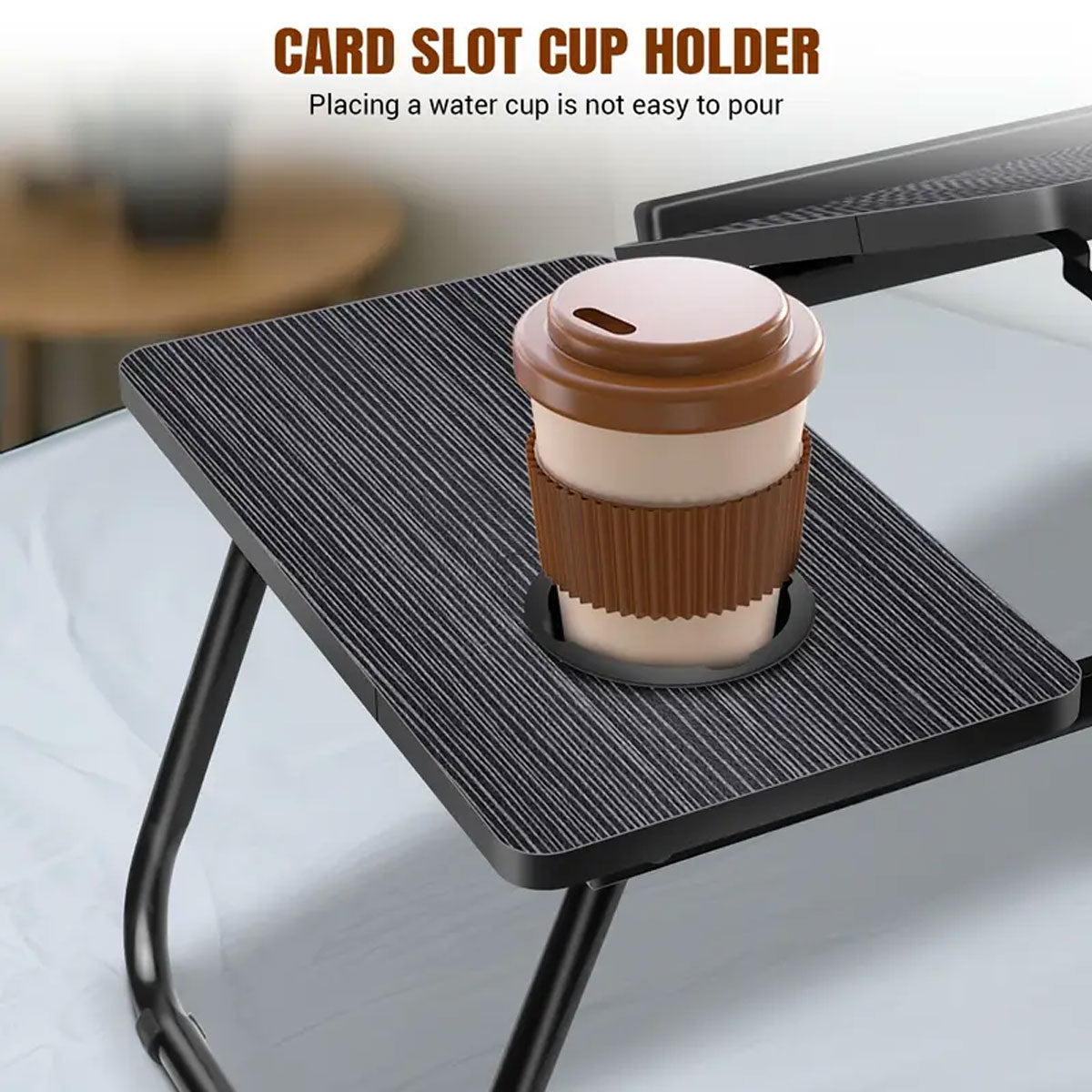 Small Foldable Bedside Table Portable Desk with Adjustable Angle