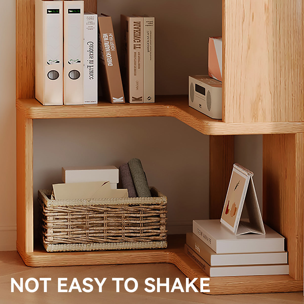 5-Shelf Corner Bookcase Natural Wood Space Saving