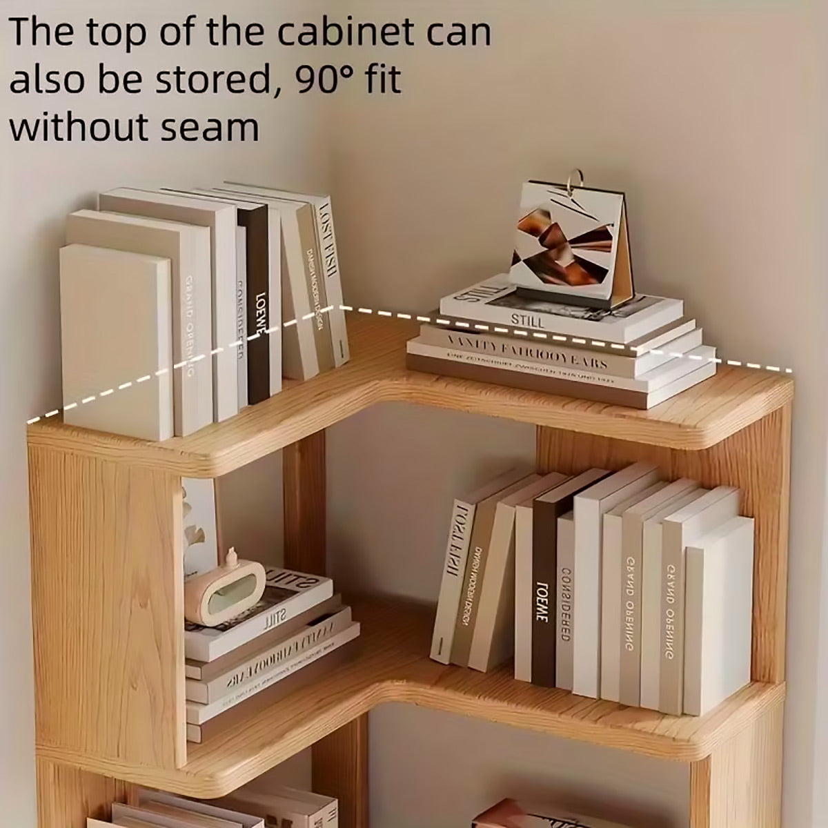 5-Shelf Corner Bookcase Natural Wood Space Saving