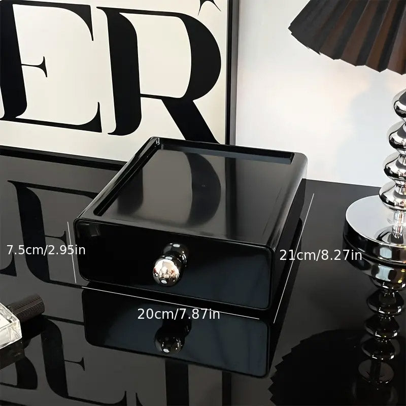 Multi-Layer Desktop Drawer Organizer Stackable Storage Box Black