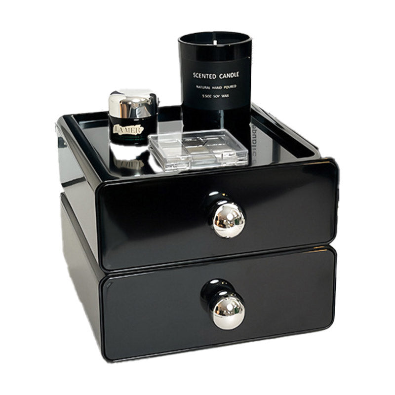 Multi-Layer Desktop Drawer Organizer Stackable Storage Box Black