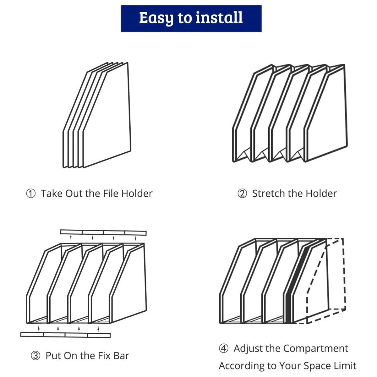 4-Compartment Document Storage Rack Foldable HIPS