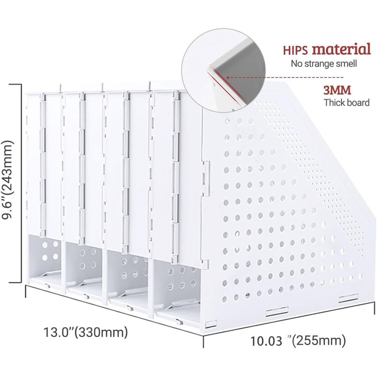 4-Compartment Document Storage Rack Foldable HIPS