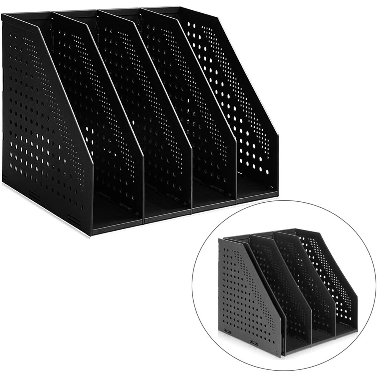 4-Compartment Document Storage Rack Foldable HIPS