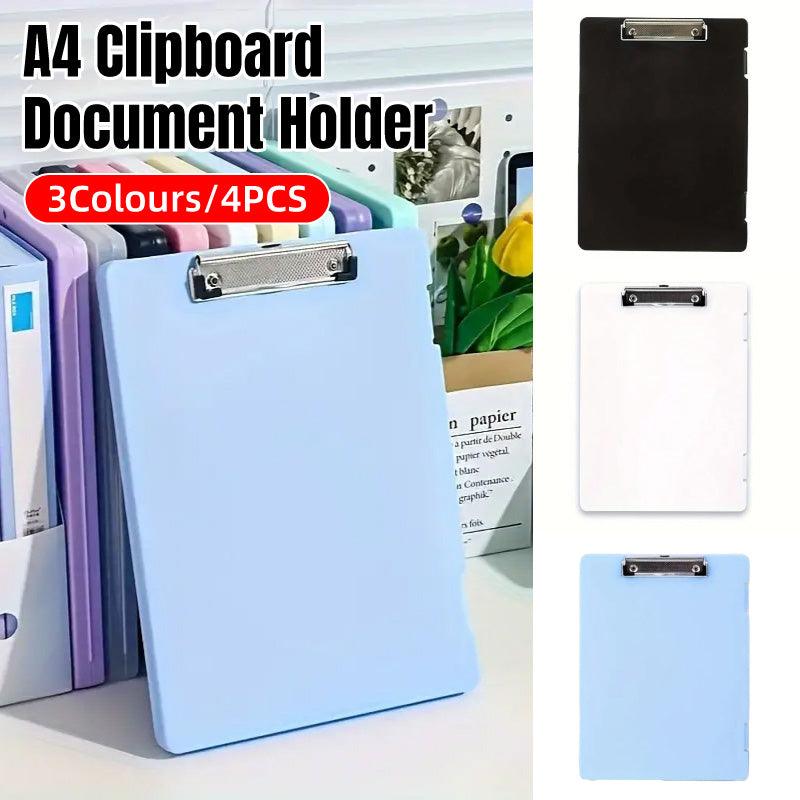 4 Pcs A4 File Folder Clipboards with Pen Slot PP Plastic