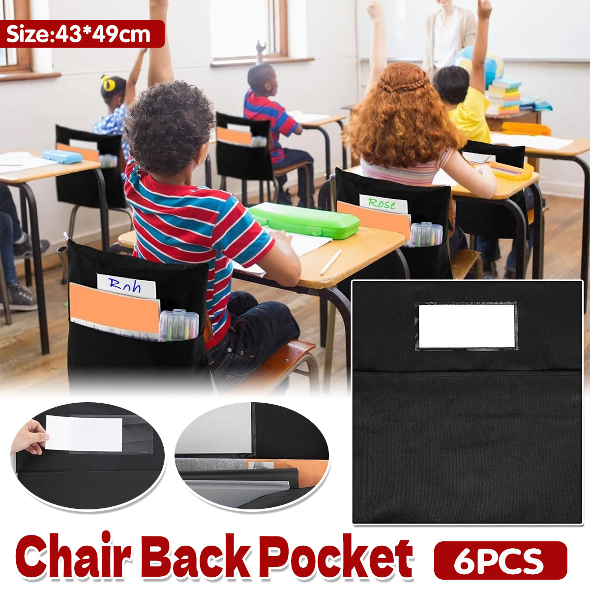 6 Pcs Chair Back Hanging Bags for Classroom