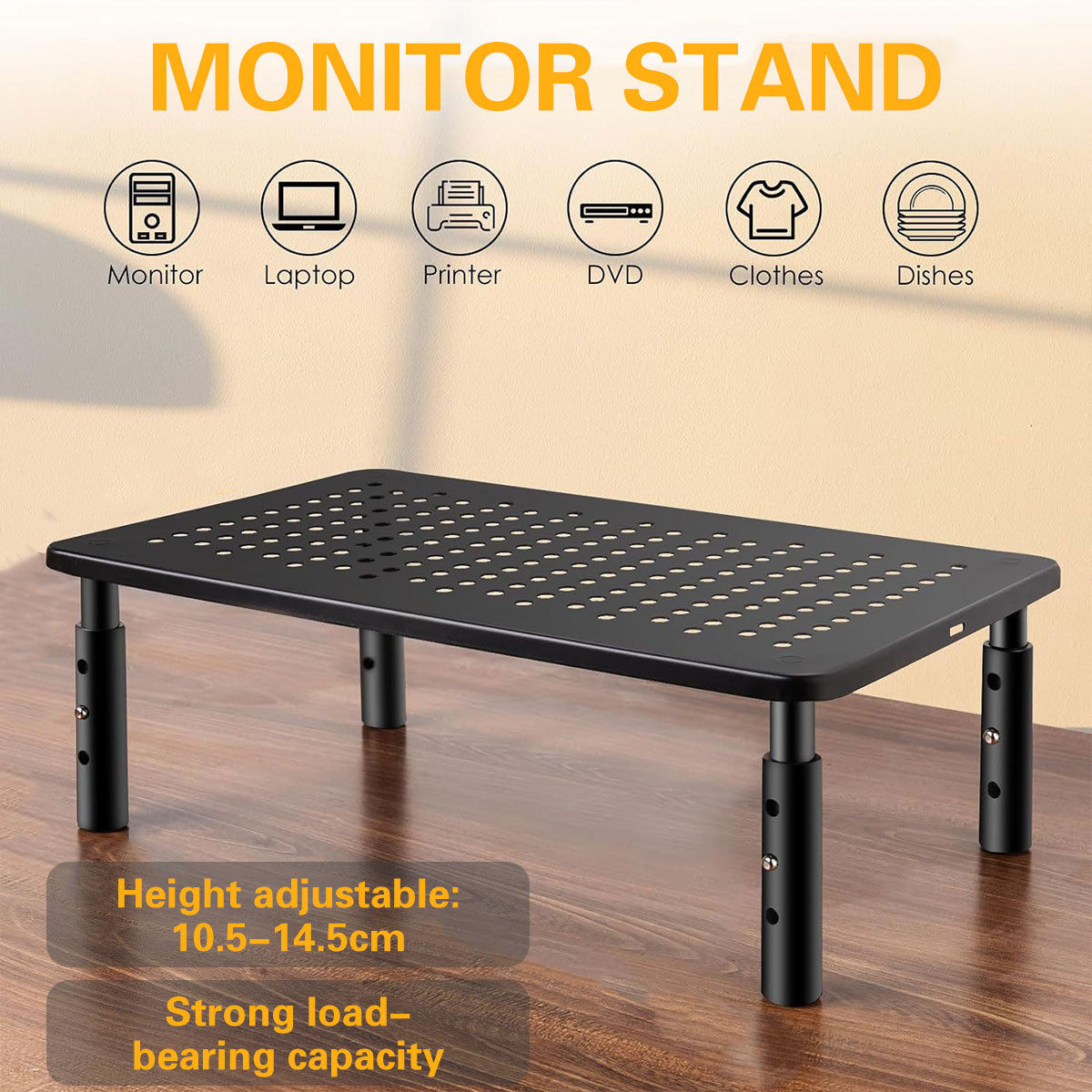 3-Height Adjustable Monitor Riser for Laptop Printer