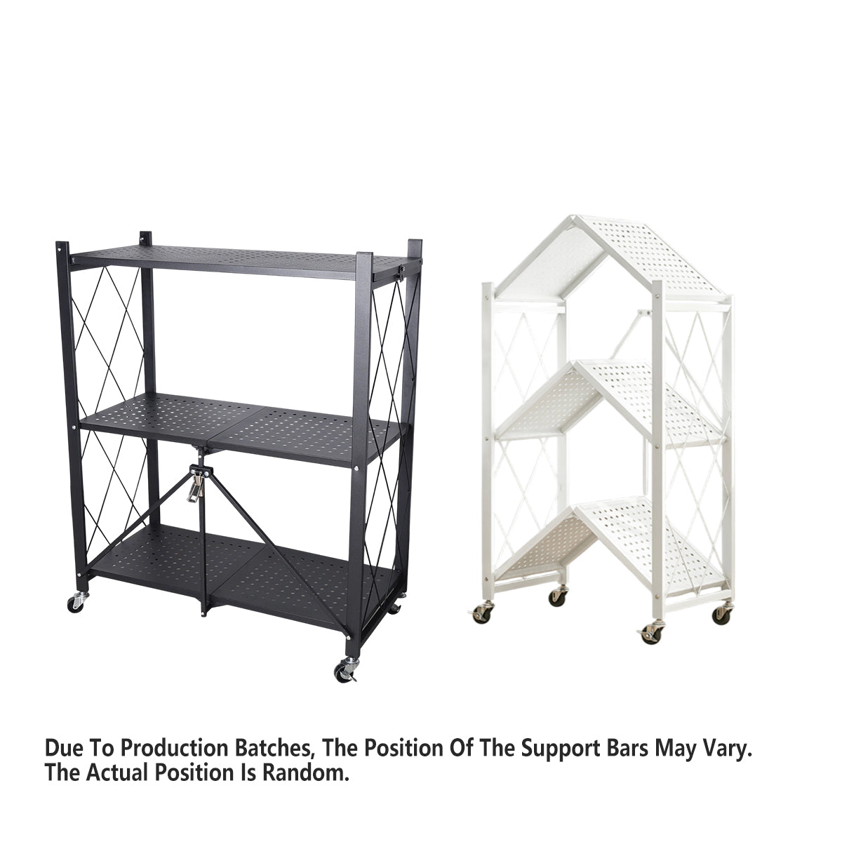 Metal Foldable Multi Layer Storage Rack with Rotating Wheels