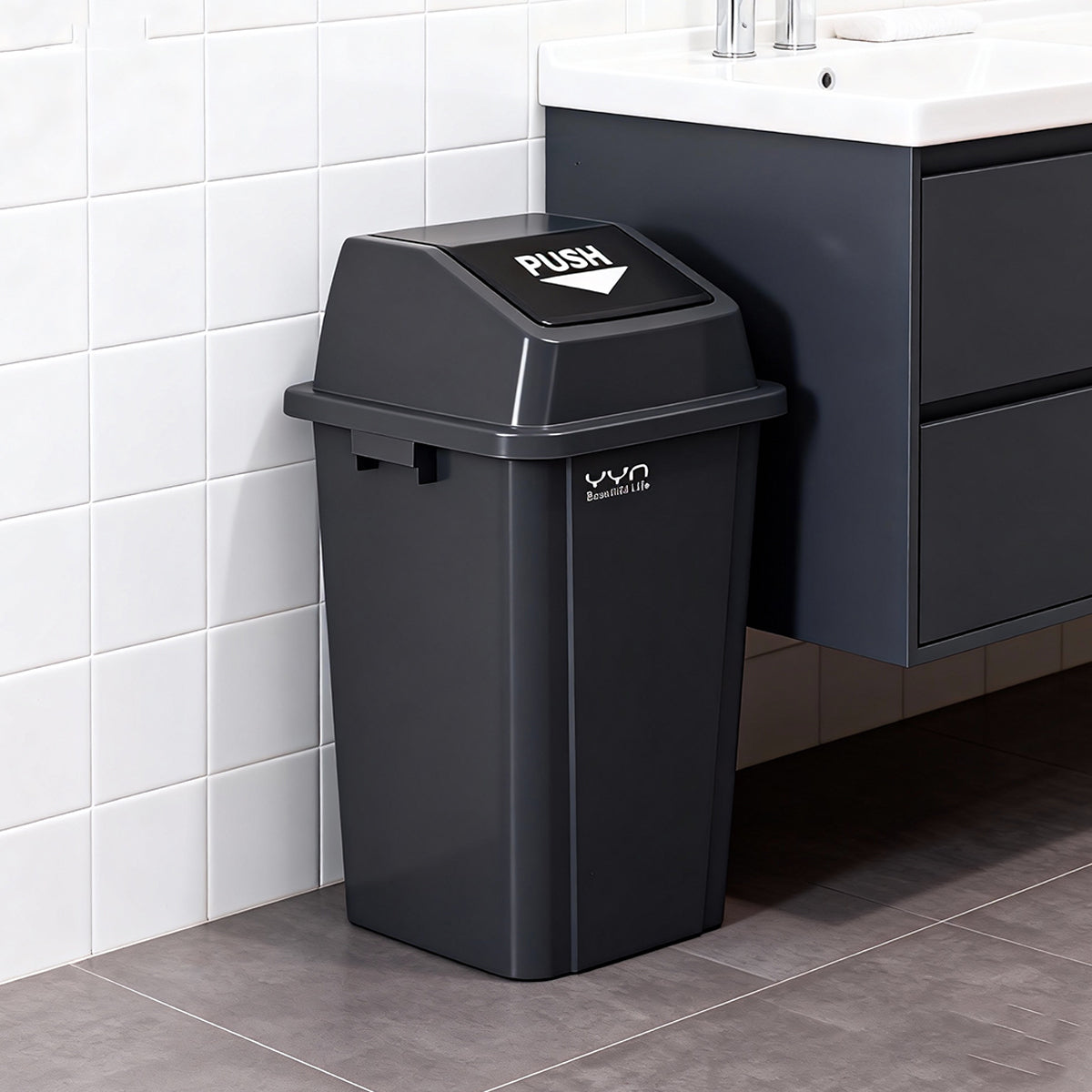 100L Square Trash Can with Handle and Lid Option