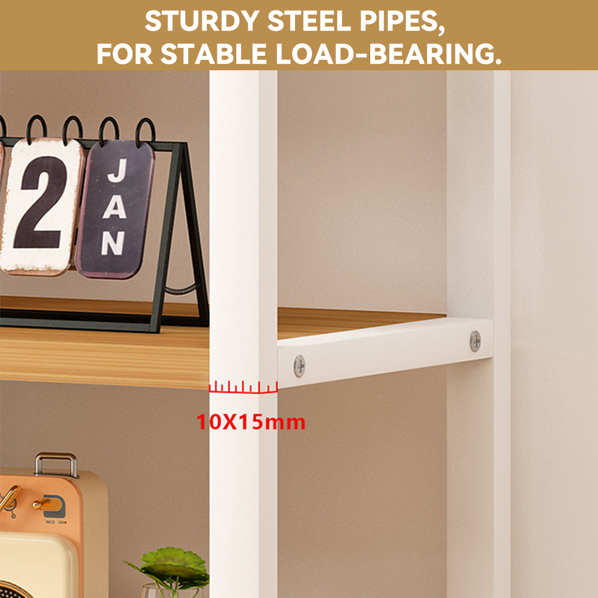 3-Tier Desktop Storage Rack Steel Frame for Books