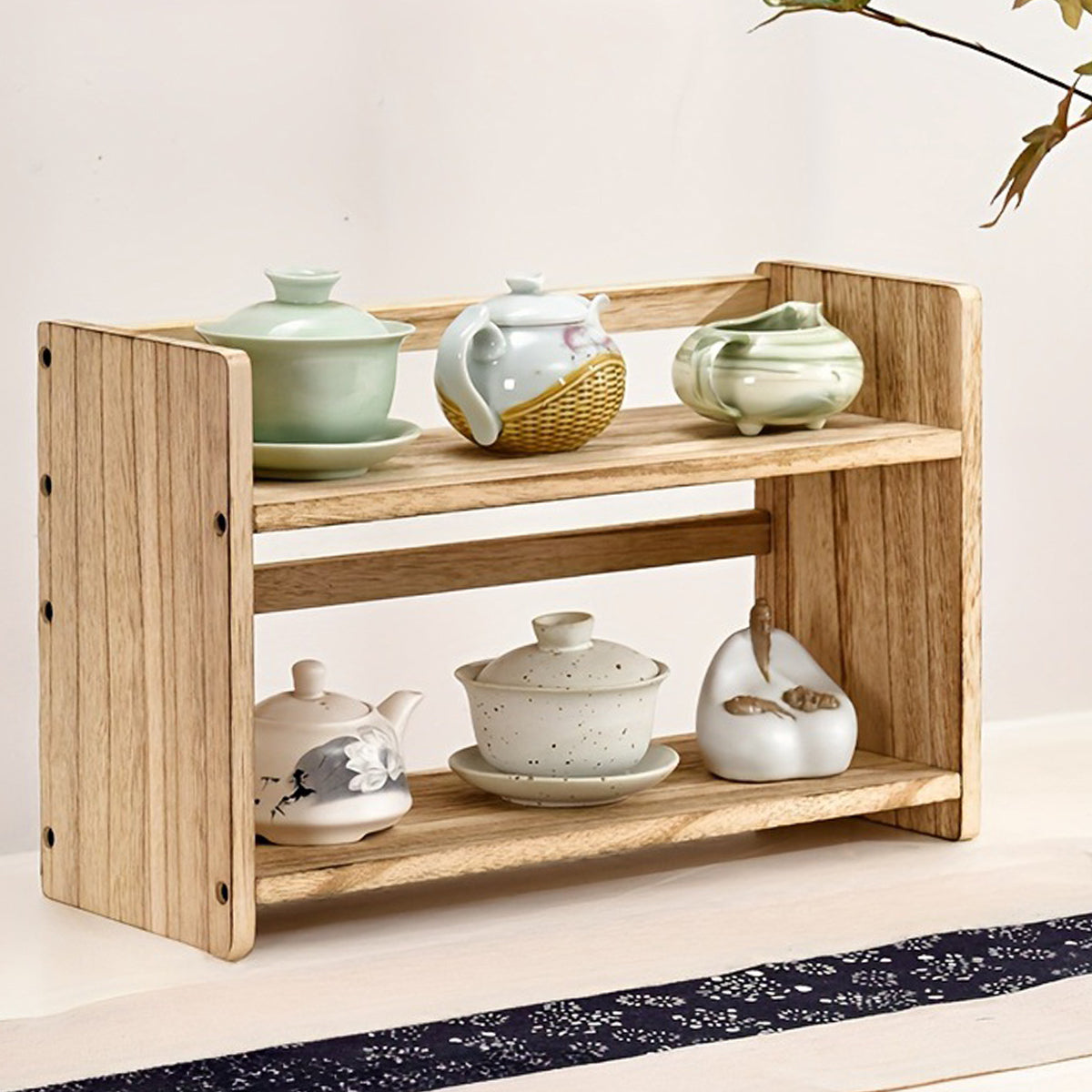 Solid Wood Movable Book Stand Desk Shelf Storage Decor